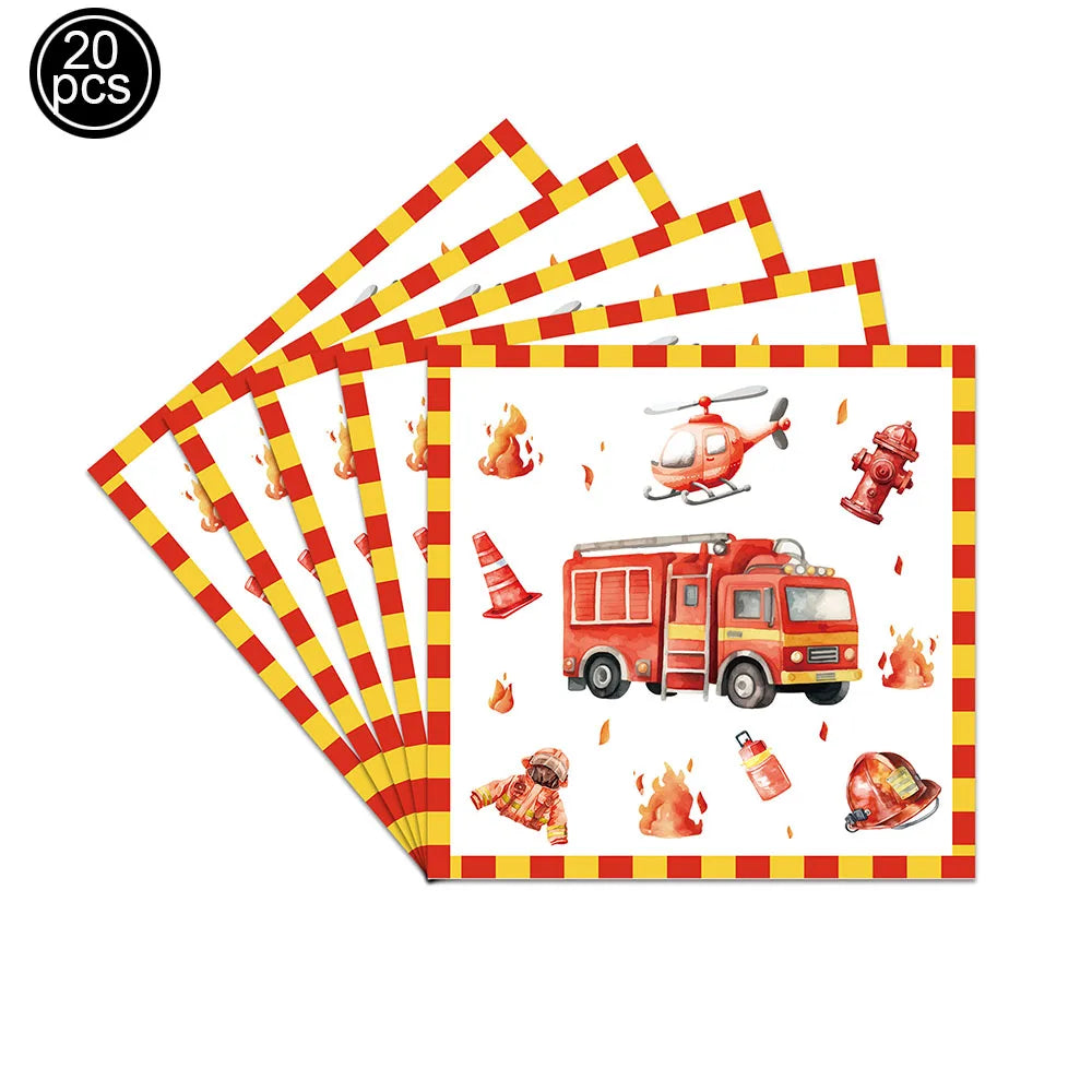 Fire Truck Birthday Party Tableware – Plates, Cups & Napkins Party Tableware Set Babs MINT GREEN