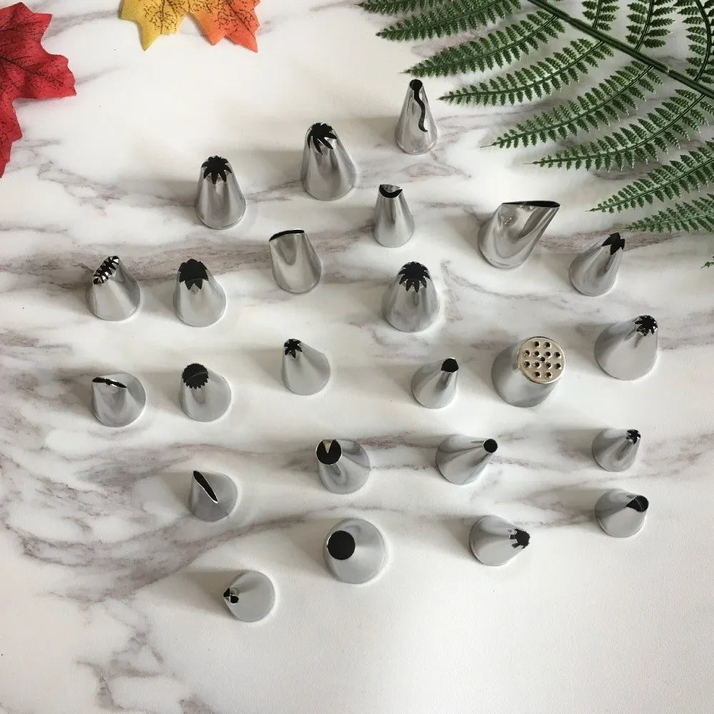 24-Piece Stainless Steel Cake Decorating Piping Nozzles Set Cake Piping Nozzle Set Babs