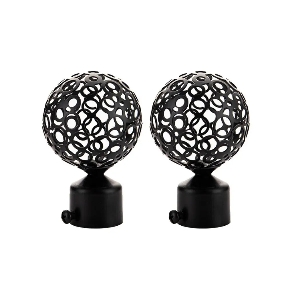 2pcs Iron Curtain Rod End Caps – Hollow Out Roman Rod Finials Curtain Rod Finials Babs black B 28mm