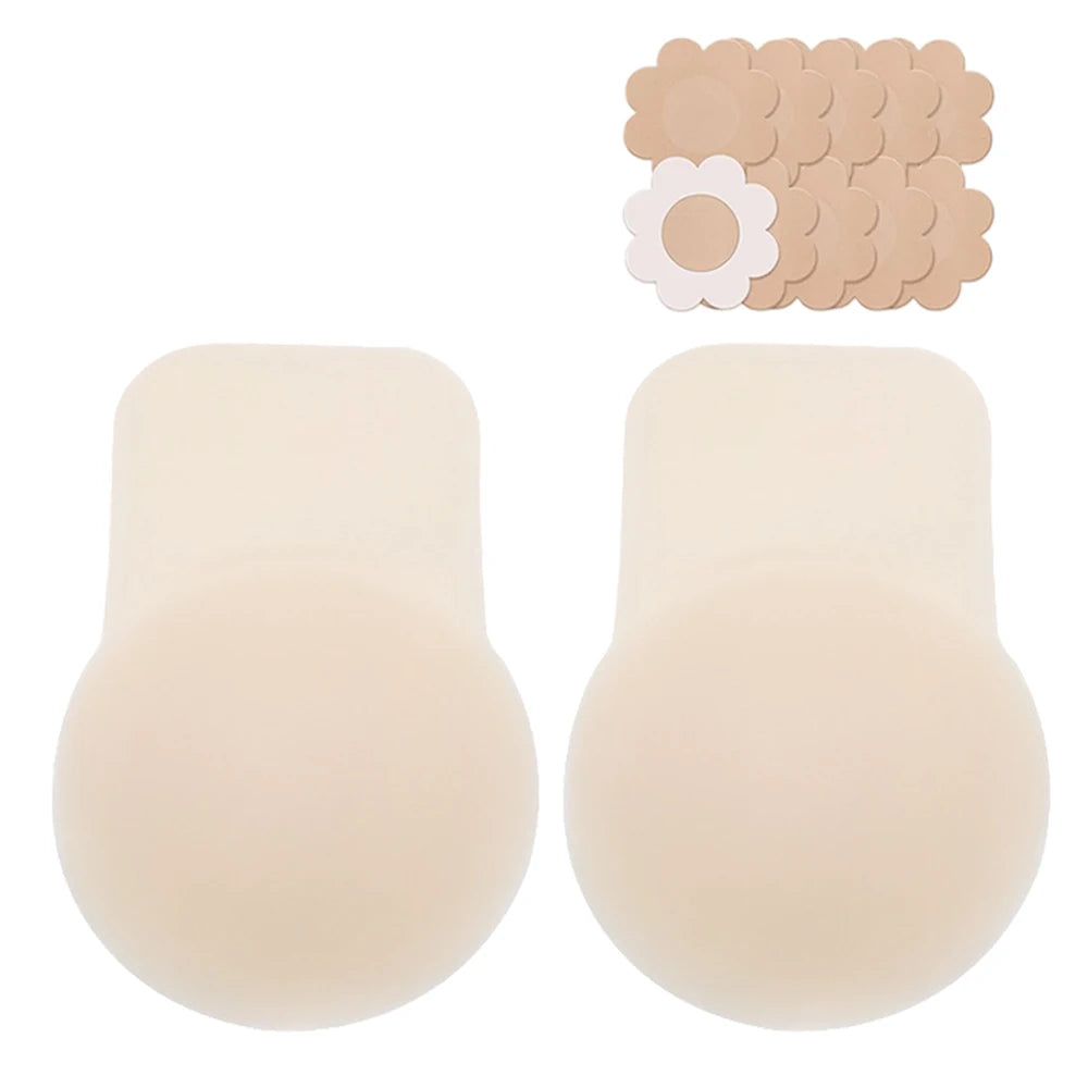 Reusable Silicone Breast Lift Pasties – Invisible Sticky Bra Silicone Breast Pasties Babs Light Skin L