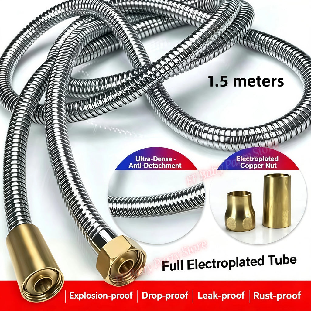 Flexible Stainless Steel Shower Hose – Waterproof Bathroom Pipe Shower Plumbing Hose Babs 1.5 meters