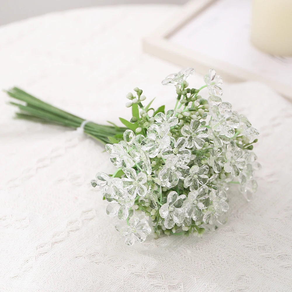 5Pcs Crystal Bead Artificial Rose Bouquet 28cm | Wedding Decor Artificial Flower Bouquet Babs