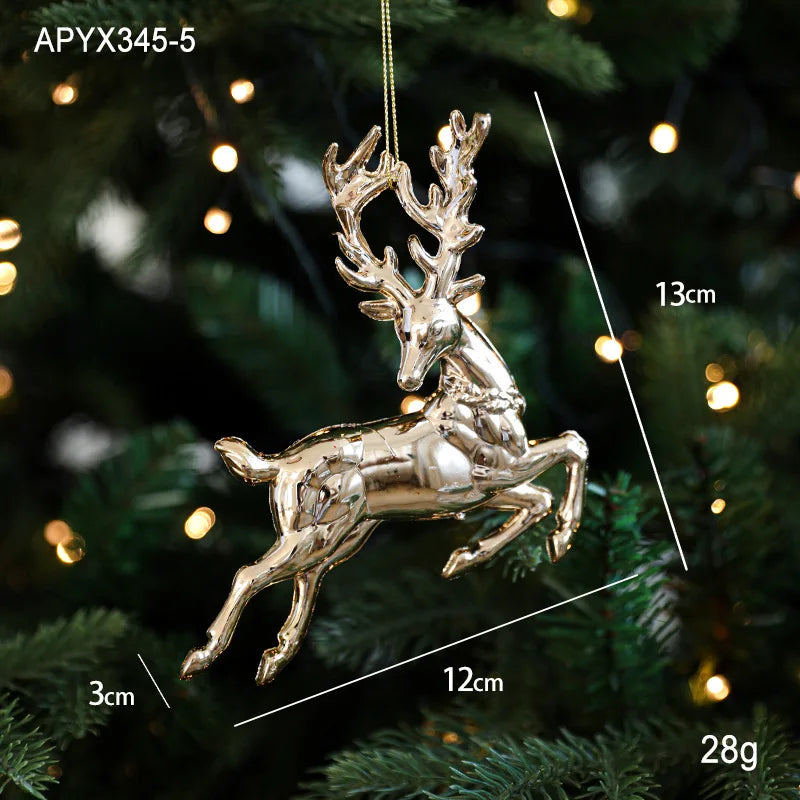 Christmas Gold Ornaments – Elk Angel Snowflake Xmas Tree Pendants Christmas Tree Ornaments Babs A