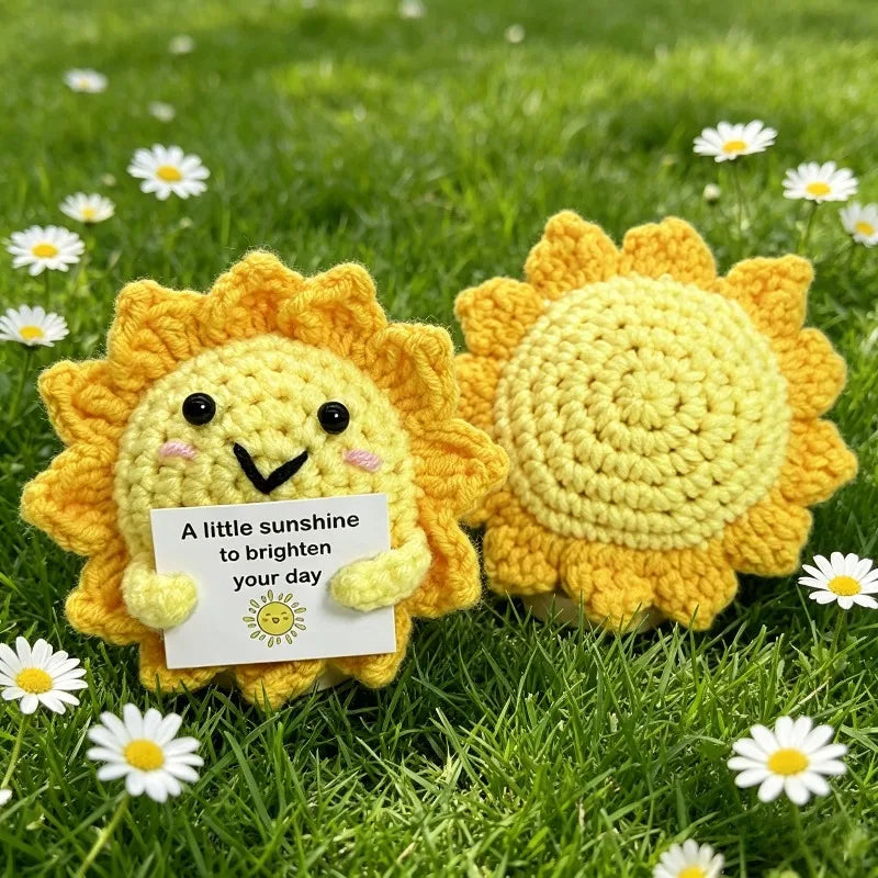 Handmade Crochet Sunflower Plush Toy – Knitted Sun Doll Gift Crochet Plush Toy Babs