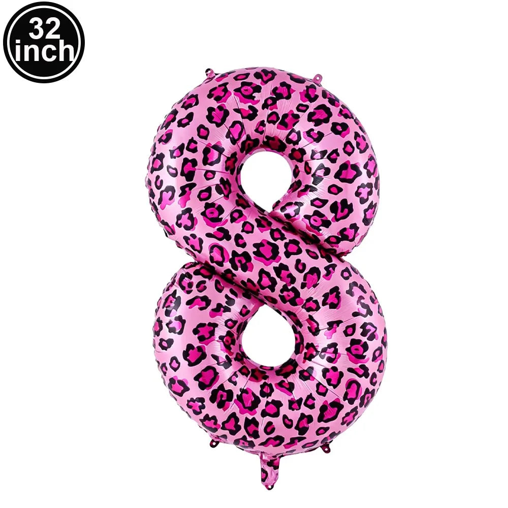 Pink Leopard Print 18th Birthday Party Decor – Balloons & Banner Party Decoration Set Babs Red as show