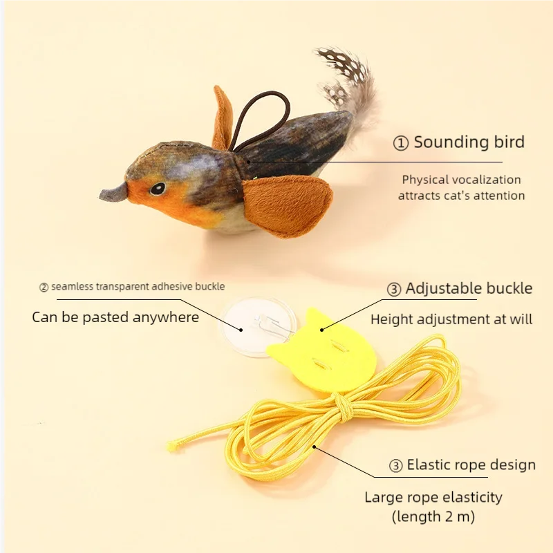 Interactive Cat Feather Toy – Catnip, Squeaky & Door Hanging Cat Feather Toy Babs