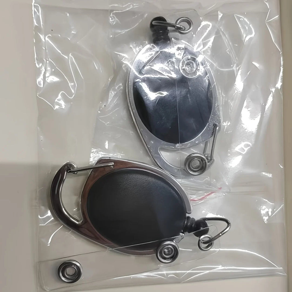 2-Pack Retractable Badge Reel Holder with Clip & Keychain Ring Badge Reel Holder Babs 2pcs