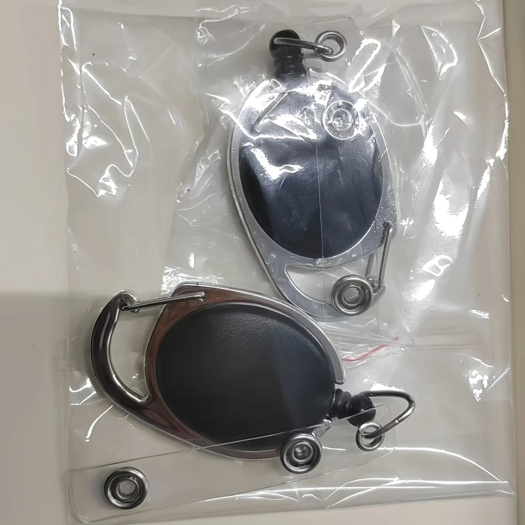 2-Pack Retractable Badge Reel Holder with Clip & Keychain Ring Badge Reel Holder Babs 2pcs