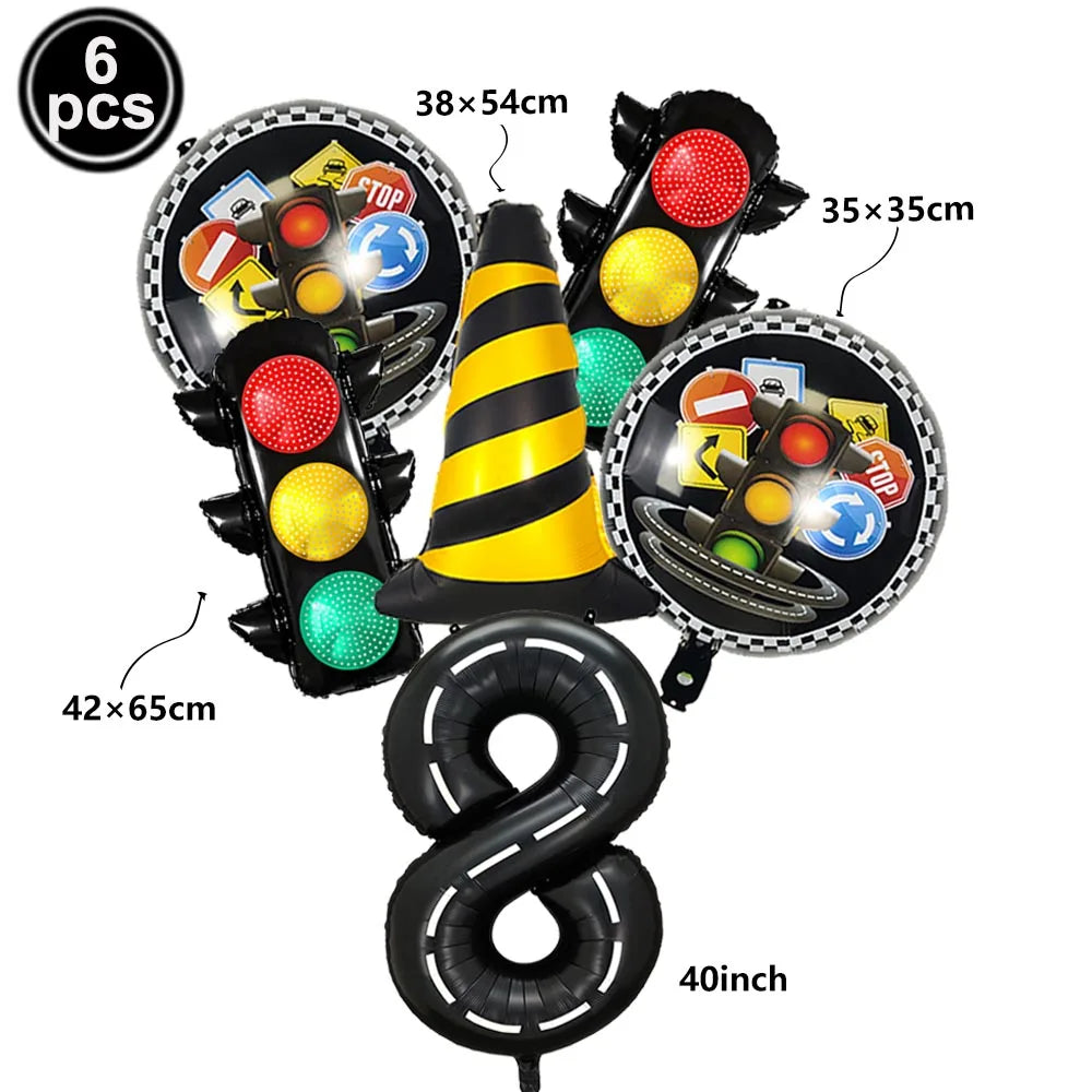 6-Piece Race Car Balloon Kit – Racing Birthday Party Decor Party Balloon Kit Babs A Number 8 As picture show