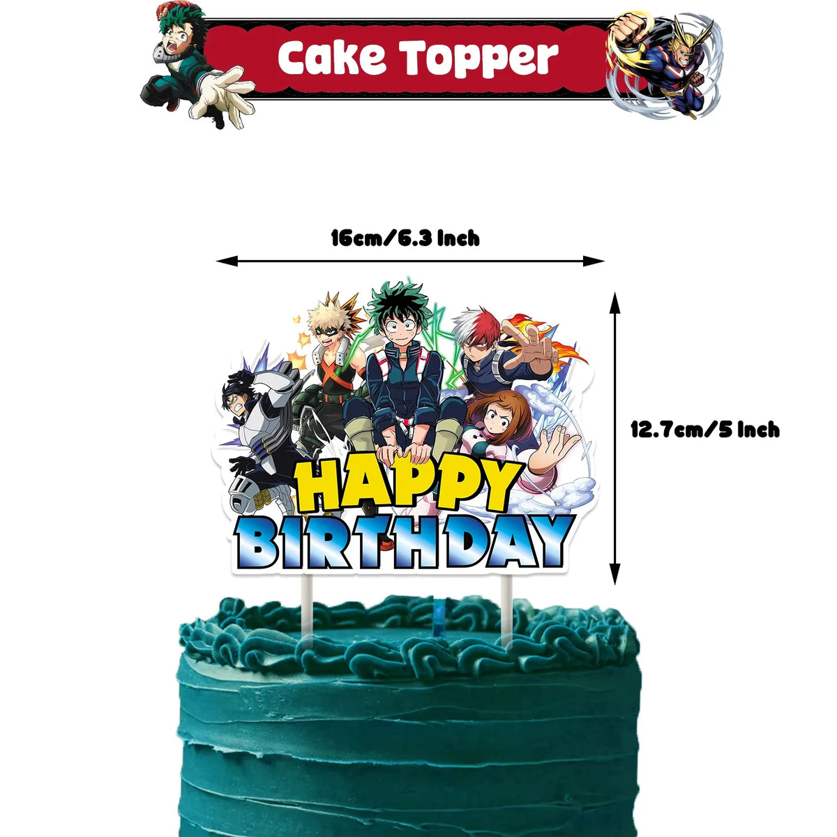 My Hero Academia Birthday Party Tableware & Decoration Kit Party Tableware Kit Babs 1pcs cake topper