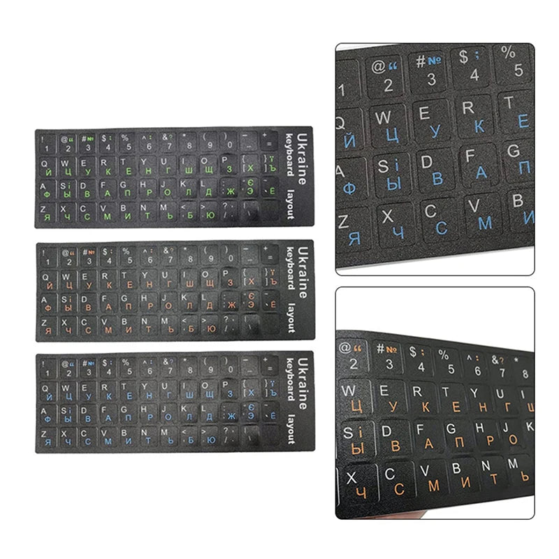 Ukrainian Keyboard Stickers – Black, Waterproof PVC for PC & Laptop Keyboard Stickers Babs