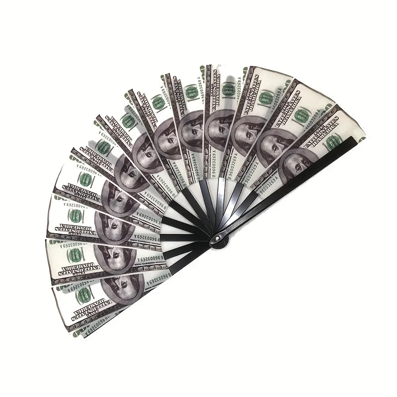 Dollar Banknote Folding Fan – Portable Novelty Plastic Fan Novelty Folding Fan Babs DARK GRAY