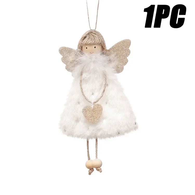 Christmas Angel Girl Doll Ornament – Festive Tree Hanging Decor Christmas Tree Ornament Babs White 1PC