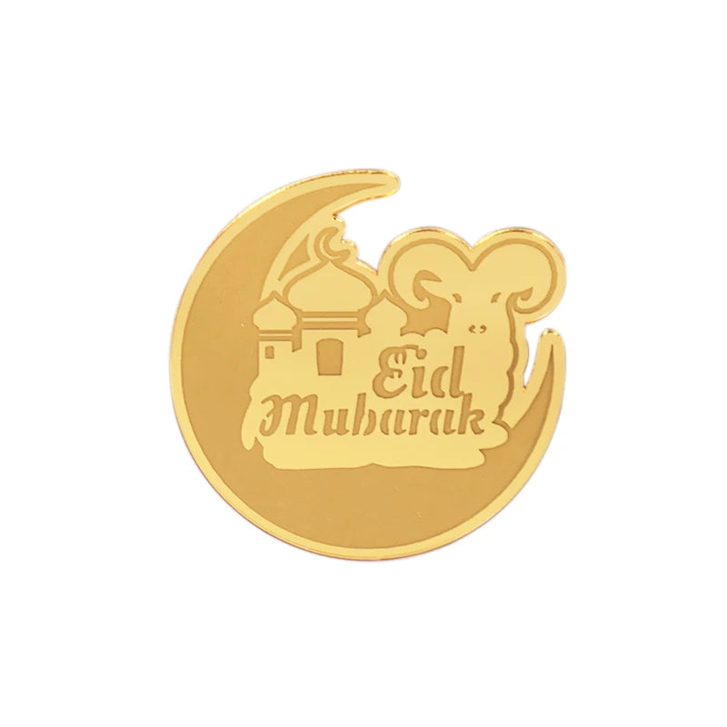 Eid Mubarak Gold Acrylic Cake Toppers | Ramadan Party Decor Cake Toppers Babs C 5pcs