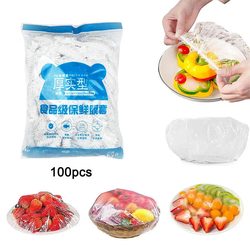 100pcs Disposable Elastic Food Covers for Bowls, Plates & Cups Disposable Food Covers Babs 100pcs