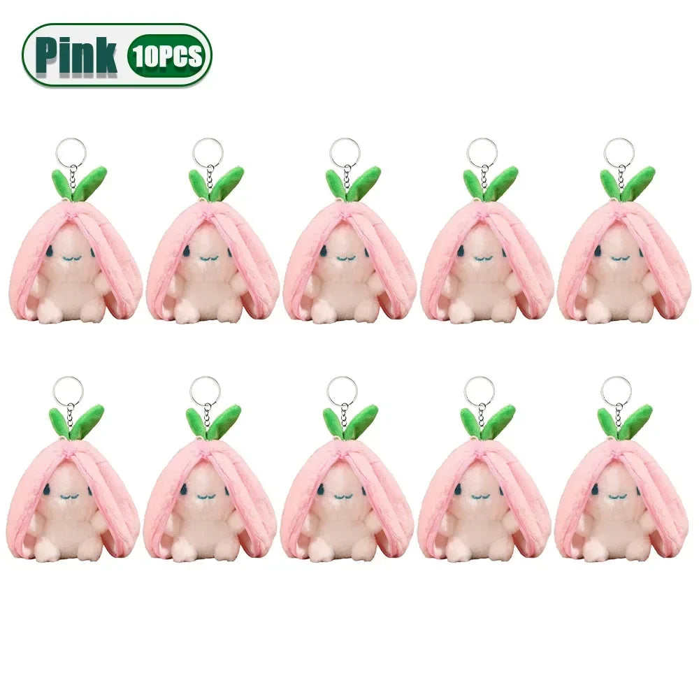 Transforming Bunny Plush Toy – Strawberry & Carrot Rabbit Doll Transforming Plush Toy Babs Pink-10PC