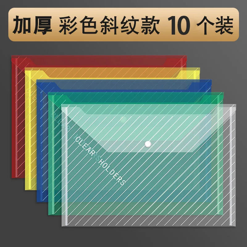 10-Pack Foldable Transparent File Bags for Office & School File Folder Set Babs CD-10P