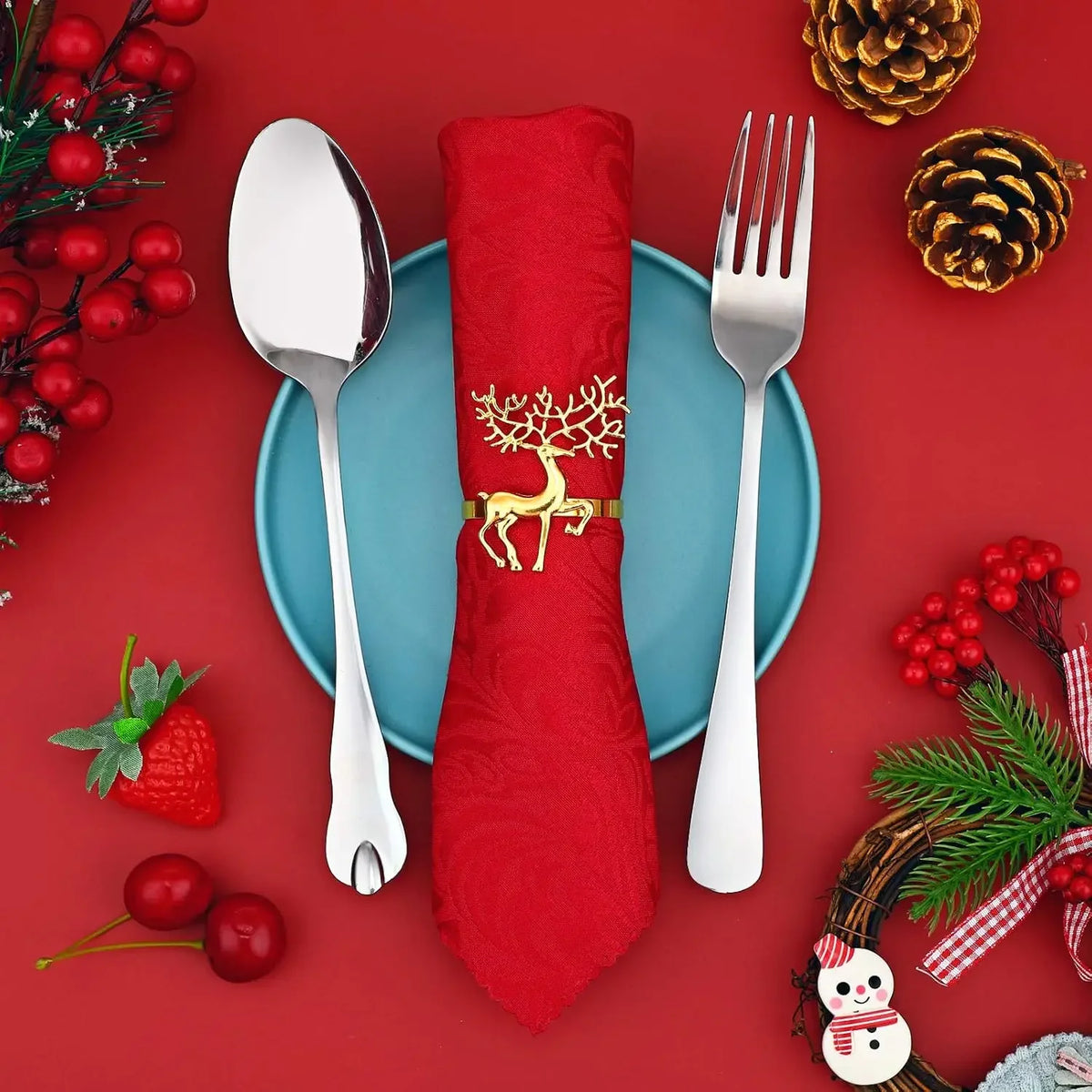 Reindeer Metallic Napkin Rings | Christmas Table Décor Napkin Rings Babs