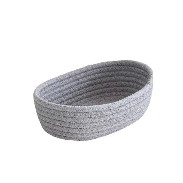 Nordic Cotton Rope Woven Storage Basket – Desktop Organizer Woven Storage Basket Babs gray Small 23X13X7CM