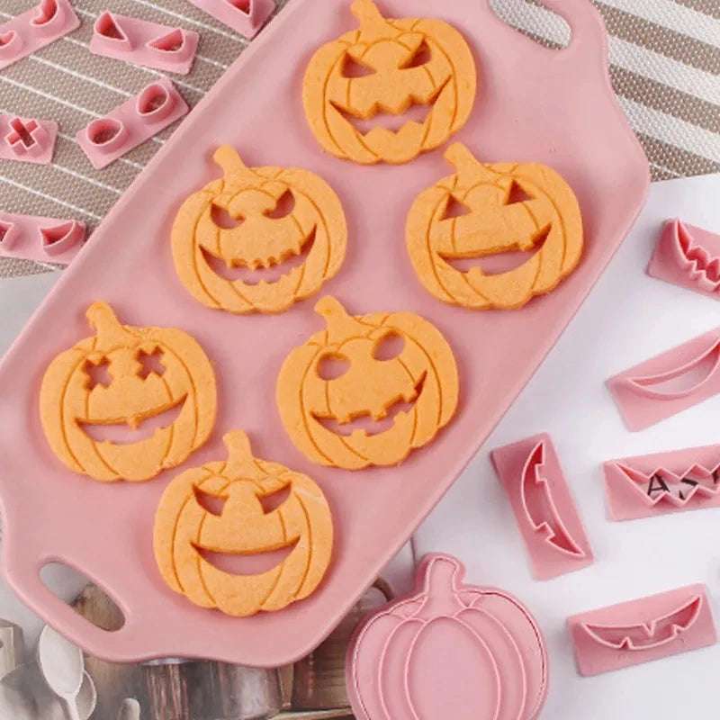 13-Pc Halloween Pumpkin Cookie Cutter & Fondant Stamp Set Cookie Cutter Set Babs