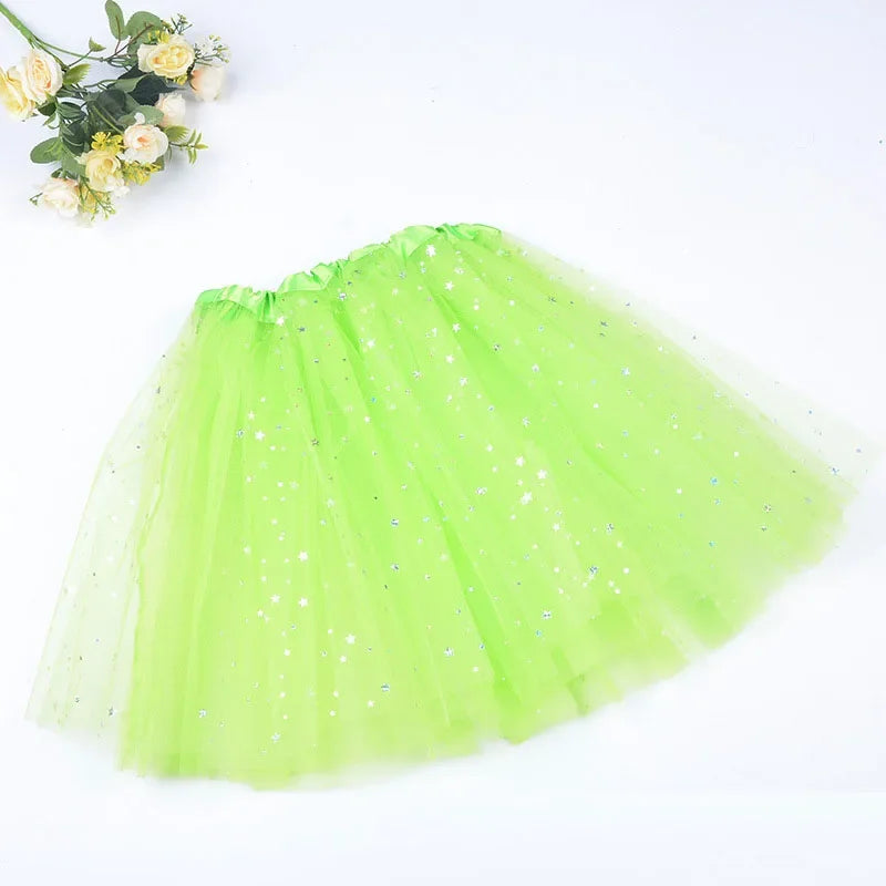 Girls Pink Tutu Skirt | Princess Party & Birthday Ball Gown Girls Tutu Skirt Babs star light green for 6-10 years old