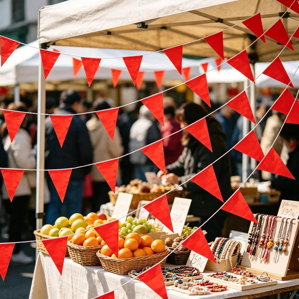 Red Triangle Pennant Bunting Banner – Waterproof Party Flags Party Bunting Banner Babs