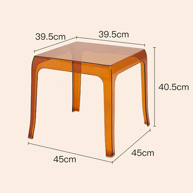 Nordic Transparent Square Side Table | Minimalist Acrylic Look Side Table Babs Tea Color