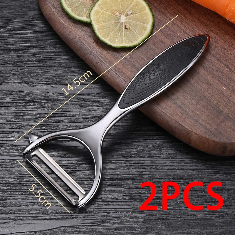 Stainless Steel Vegetable & Fruit Peeler – Non-Slip Handle Vegetable Peeler Babs 2pcs Black-flat