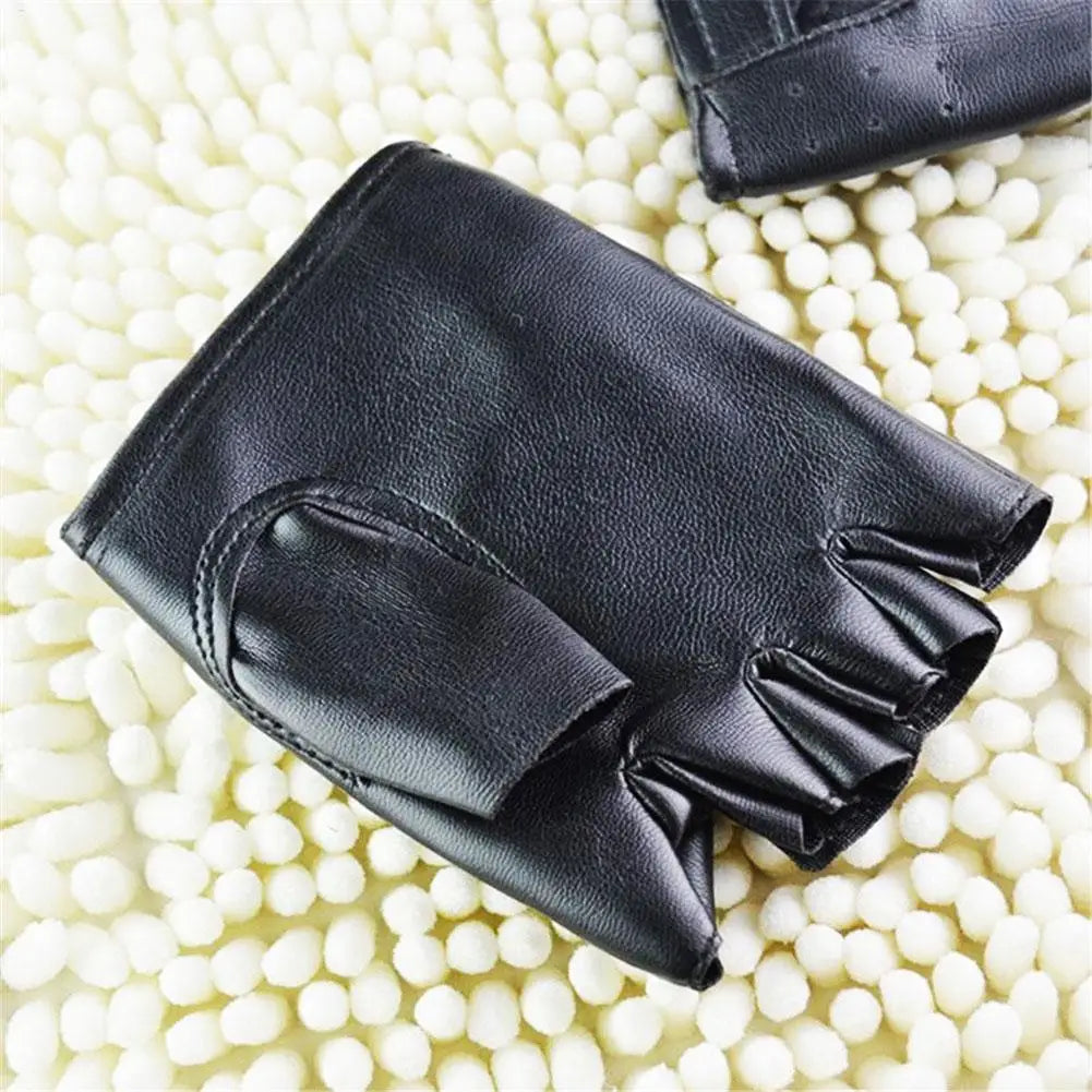 Unisex Fingerless Punk Gloves – Synthetic Leather Half-Finger Fingerless Gloves Babs