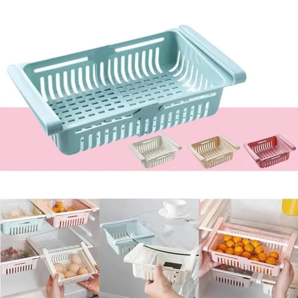 Stretchable Refrigerator Drawer Organizer – Pull-Out Shelf Rack Fridge Drawer Organizer Babs