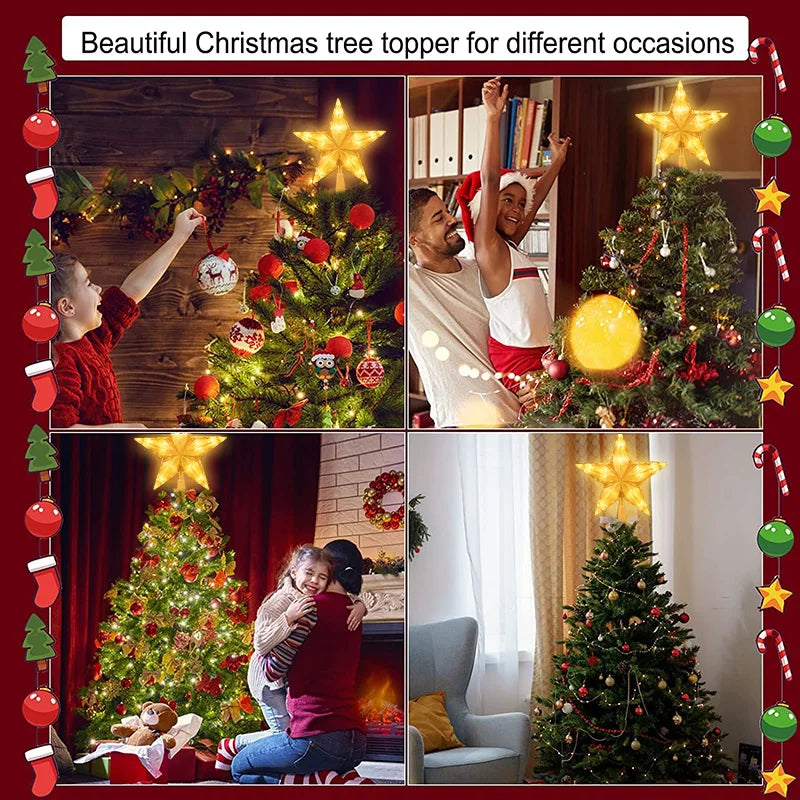 Christmas Tree Top Star LED Light Topper – Xmas Ornament Christmas Tree Topper Babs