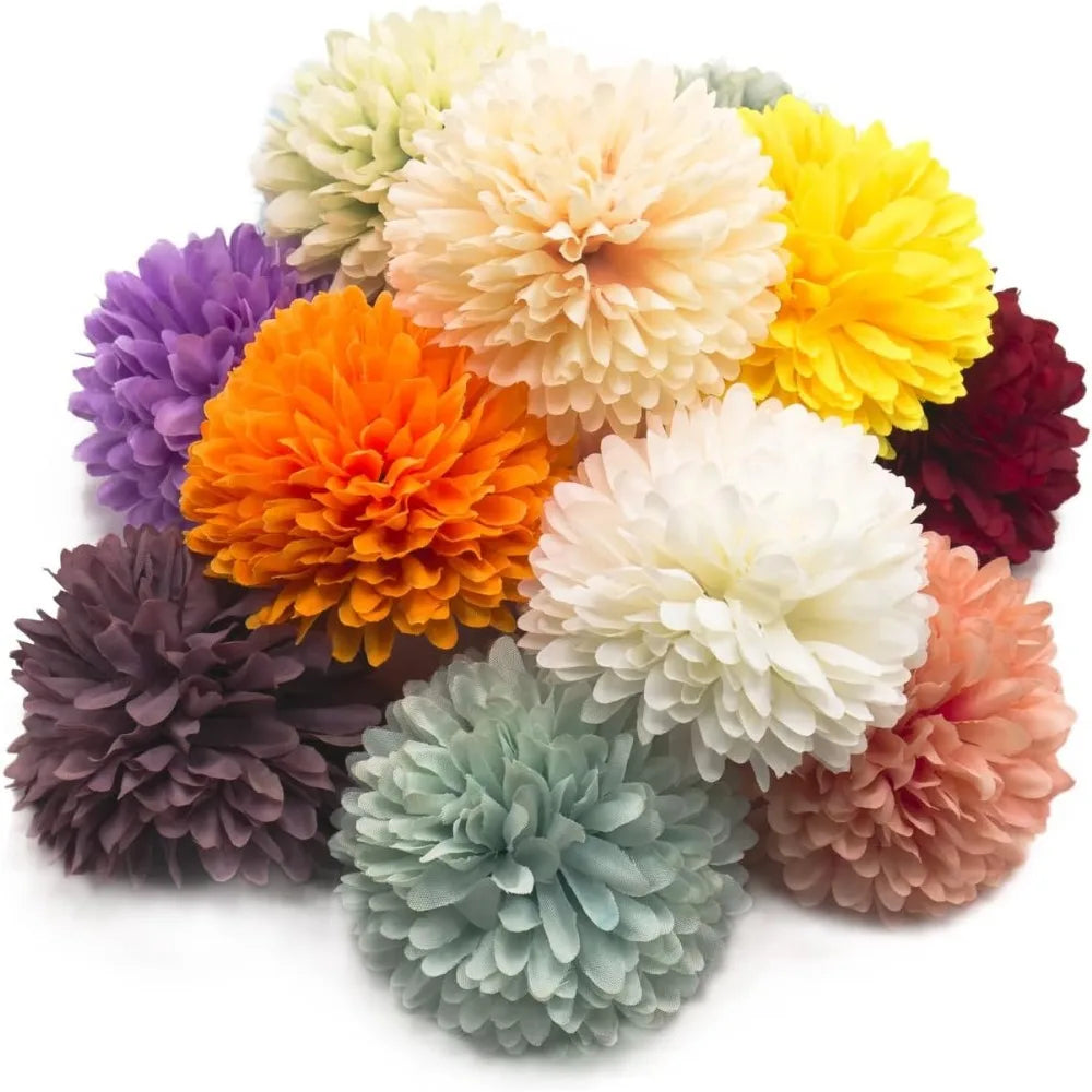 5-Pack Silk Chrysanthemum Artificial Flower Heads | Wedding & Home Decor Artificial Flower Heads Babs
