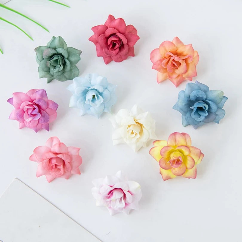 20pcs Silk Multicolor Rose Heads – Artificial Flowers for Decor Artificial Silk Flowers Babs