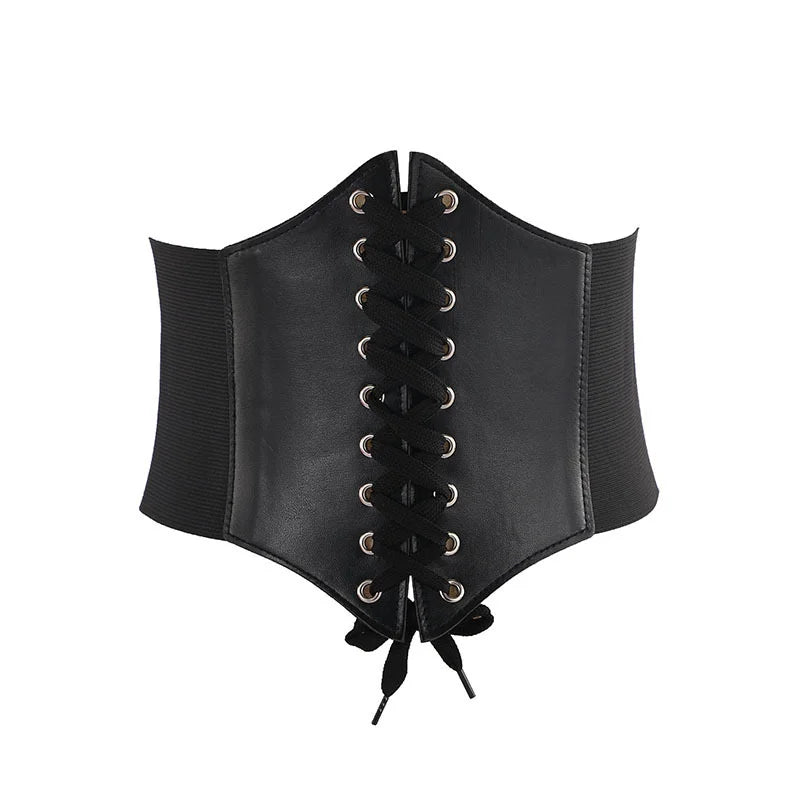 Women's Faux Leather Corset Wide Belt – High Waist Girdle Corset Waist Belt Babs