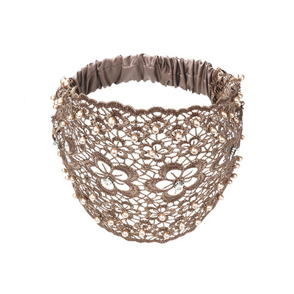 Women's Wide Hollow Headband – Rhinestone & Pearl Flower Women's Hair Headband Babs
