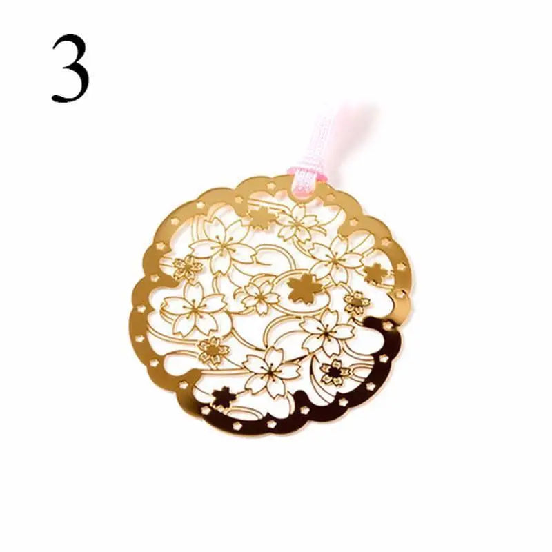 3-Pack Hollow Metal Flower Bookmarks – Golden Paper Clip Gift Metal Bookmark Set Babs