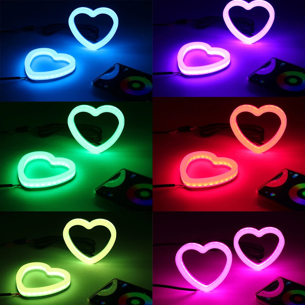 RGB Heart Angel Eyes LED Rings – Bluetooth App Headlight Upgrade LED Headlight Rings Babs