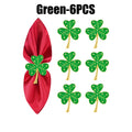 Lucky Clover Rhinestone Heart Napkin Rings – Wedding Table Decor Napkin Rings Babs 6PCS