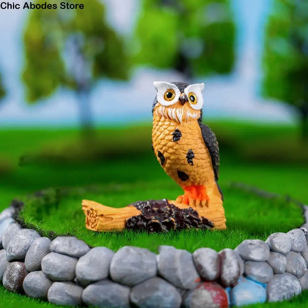 Cute Mini Resin Owl Ornament – Micro Landscape Scene Decor Resin Figurine Ornament Babs