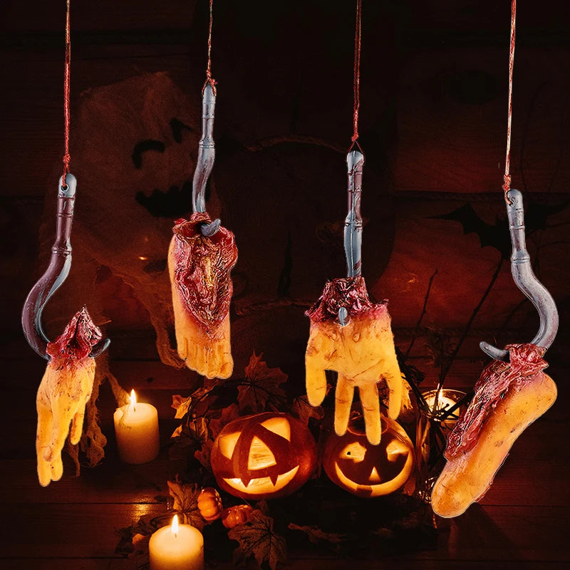 Halloween Bloody Severed Hands & Feet Hanging Decoration Set Halloween Decoration Props Babs