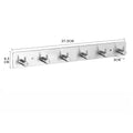 Stainless Steel 6-Hook Wall Organizer – No-Drill Adhesive Mount Wall Hook Organizer Babs Silver-6Hook