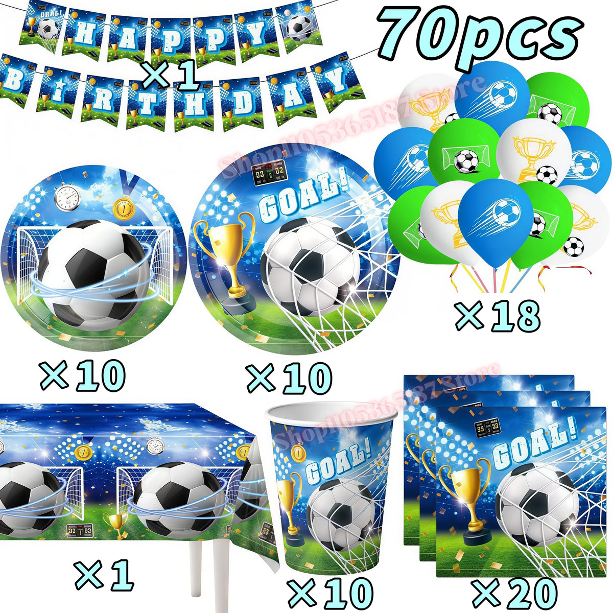 Soccer Football Birthday Party Decoration Set – Complete Kit Party Decoration Set Babs 70pcs others