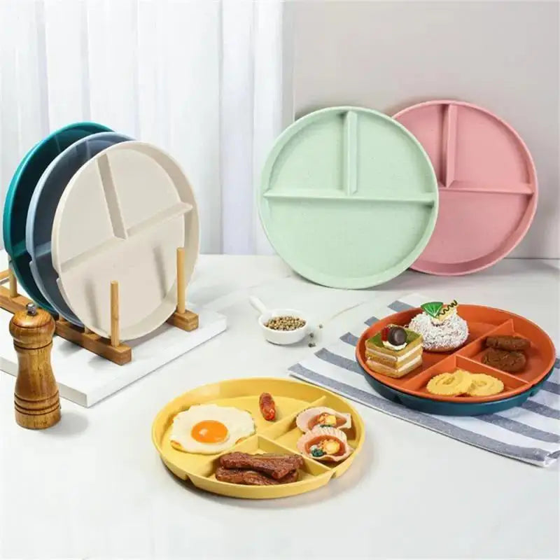 Wheat Straw 3-Compartment Divided Plate | Microwave Safe Divided Dinner Plate Babs Ceramic