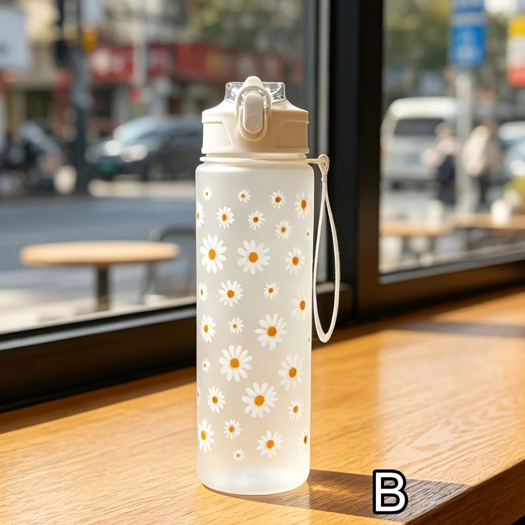 750ml Daisy Straw Water Bottle – Travel & Camping Mug Straw Water Bottle Babs B
