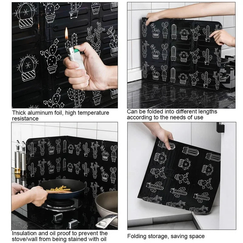 Aluminum Foil Cactus Print Stove Oil Splatter Guard Baffle Stove Splatter Guard Babs