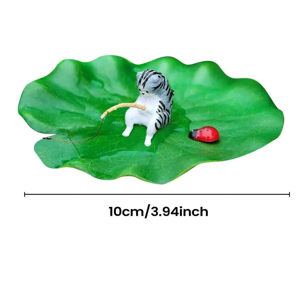 Lily Pad Fishing Cat Floating Aquarium Ornament | Resin Aquarium Ornament Babs 04