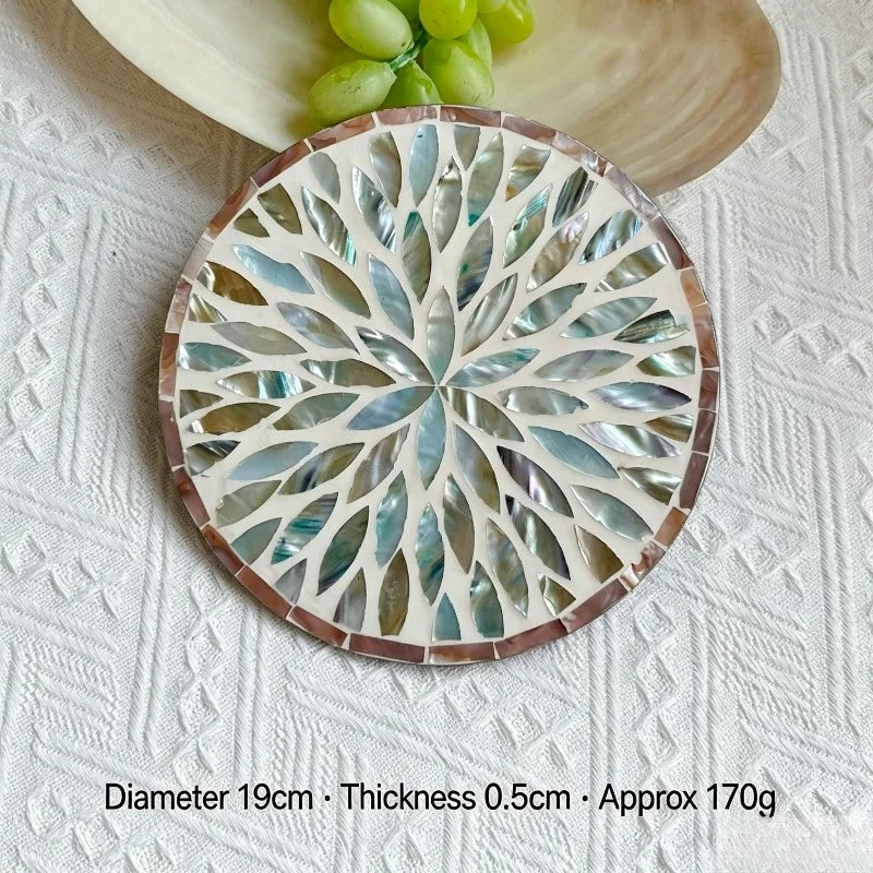 Round Shell Mosaic Heat-Resistant Table Mat & Coaster Decorative Table Mat Babs A