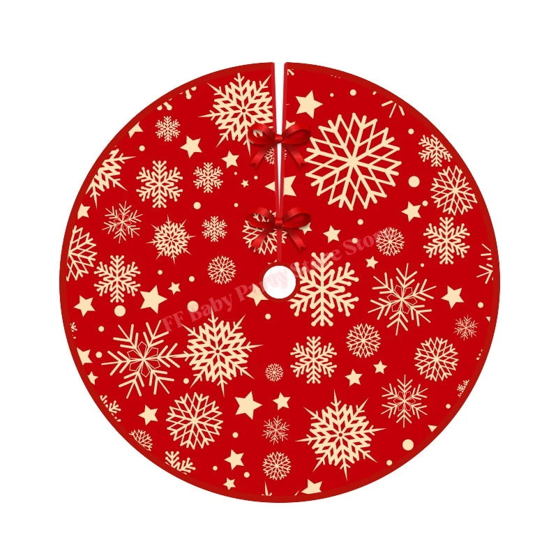Red Christmas Tree Skirt – Snowflake Santa Reindeer Xmas Decor Christmas Tree Skirt Babs D 120cm