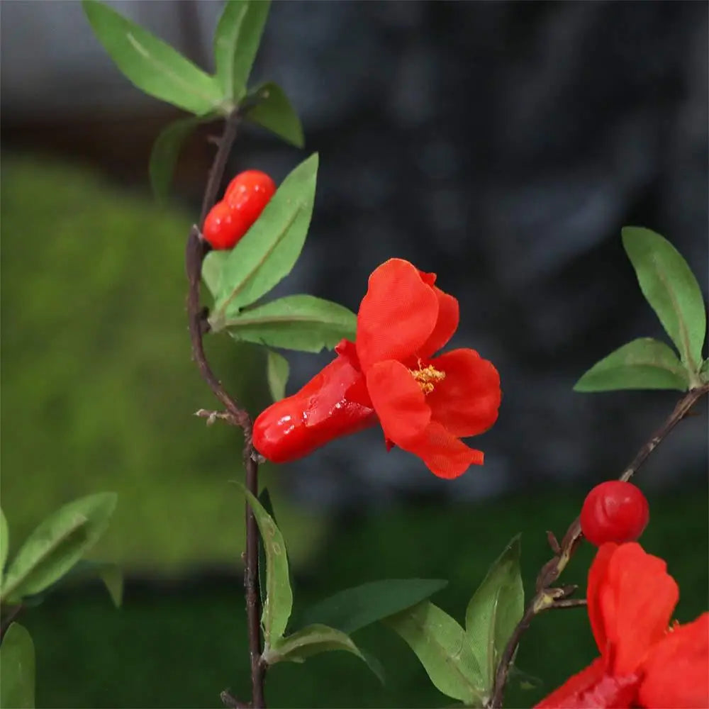 85cm Artificial Pomegranate Flower Branch – Realistic Faux Decor Artificial Flower Branch Babs
