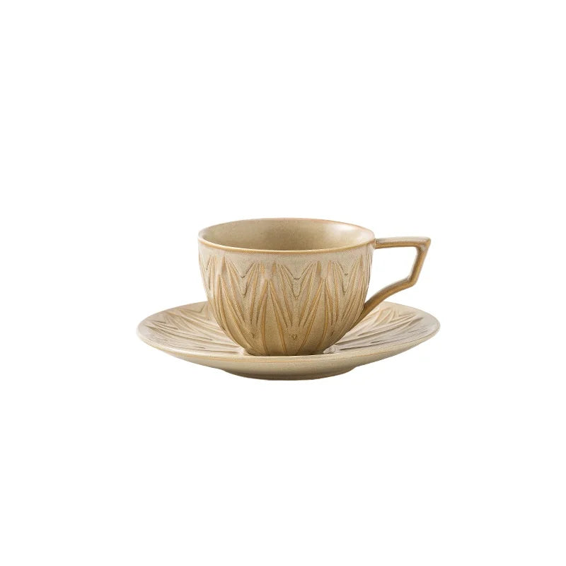 Triangular Ceramic Coffee Cup & Saucer Set – Vintage Style Coffee Cup & Saucer Babs